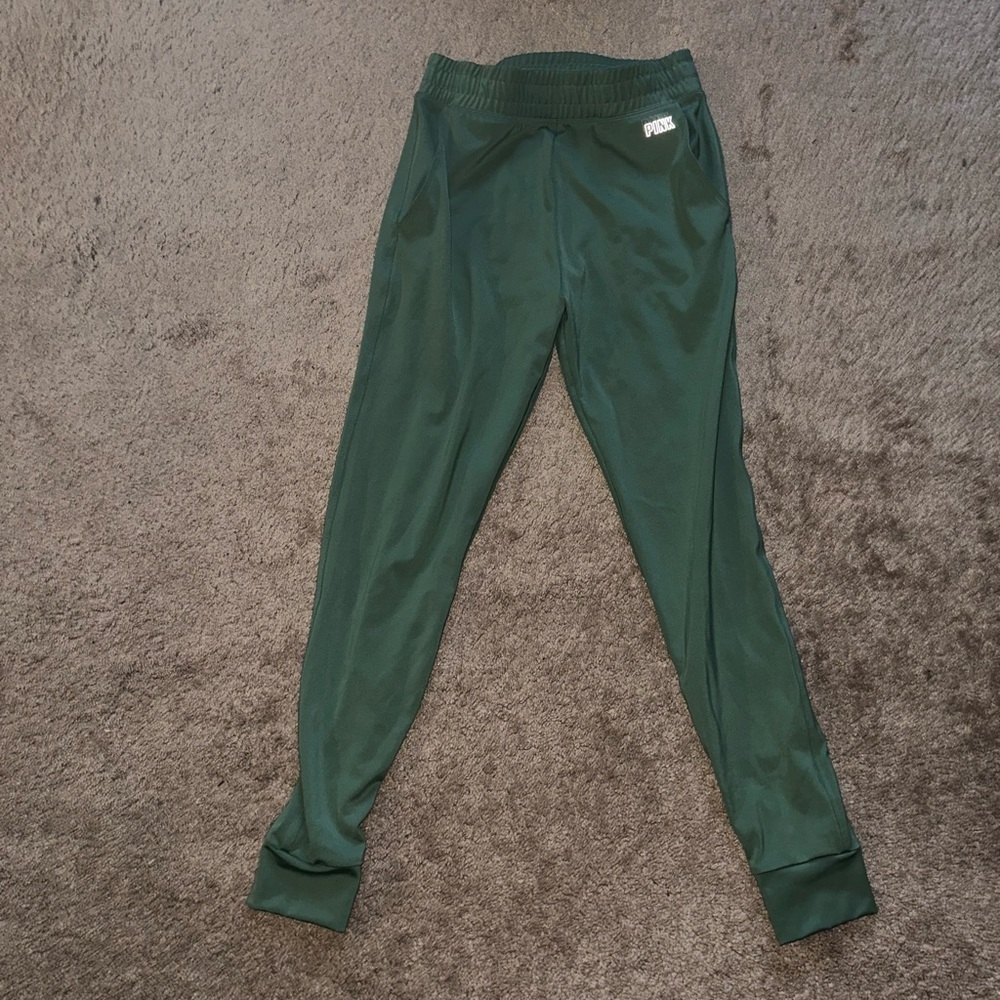 PINK active green joggers, size small